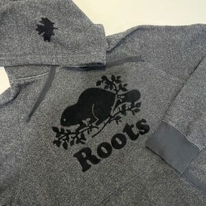 Roots Pullover Hoodie‎ Mens Small Gray Beaver Logo Maple Leaf Casual Streetwear